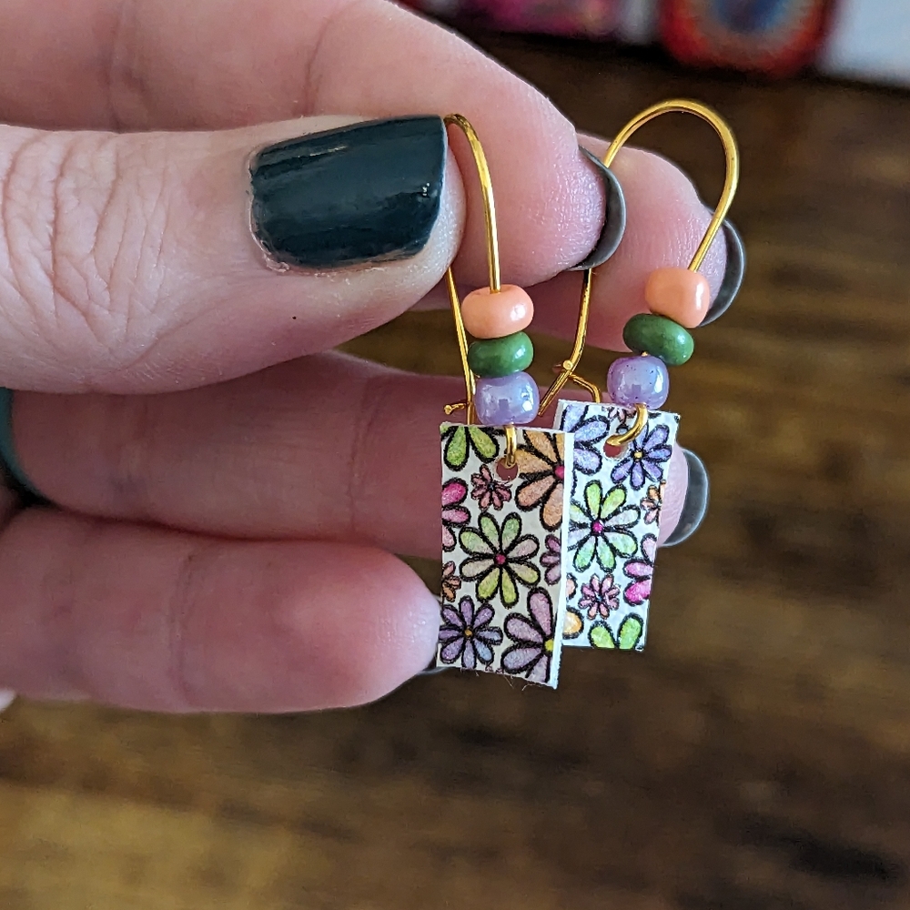 3 for $6 Item: Floral & Beaded Faux Leather Earrings NEW!